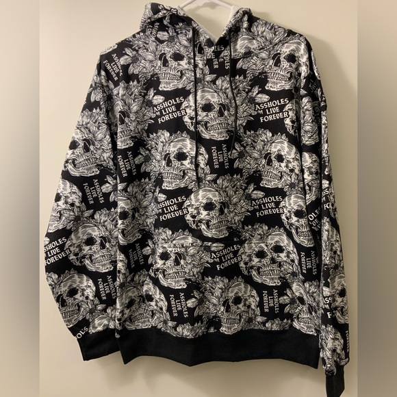 Assholes Live Forever - Sweatshirt - Hoodie - Black n White - M - Picture 1 of 4